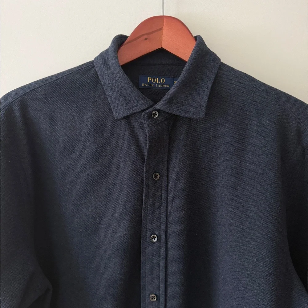 Polo Ralph Lauren EUC Navy Long Sleeve Button Front Shirt XL Classic Fit Cotton